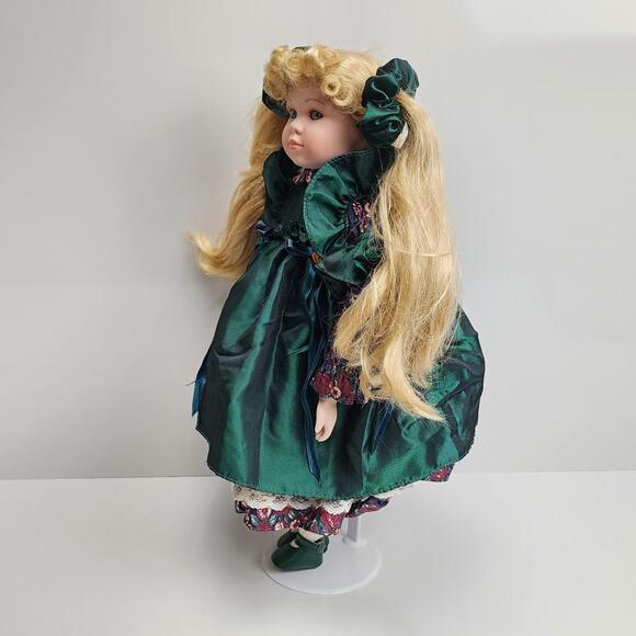 The Connoisseur Collection Seymour Mann Porcelain Doll in Emerald Green Dress - Picture 3 of 13